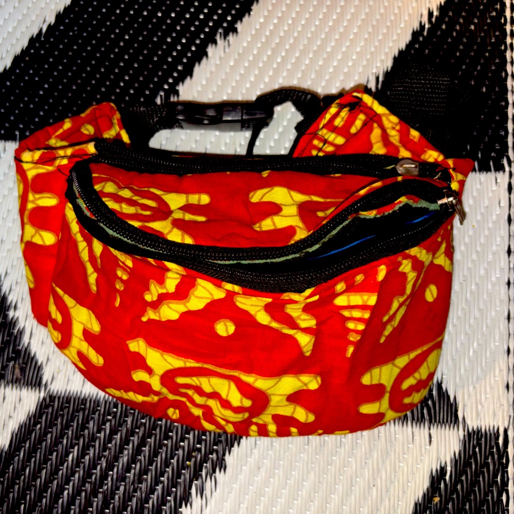 Handmade African Fabric Red and Yellow Patterned Fanny pack